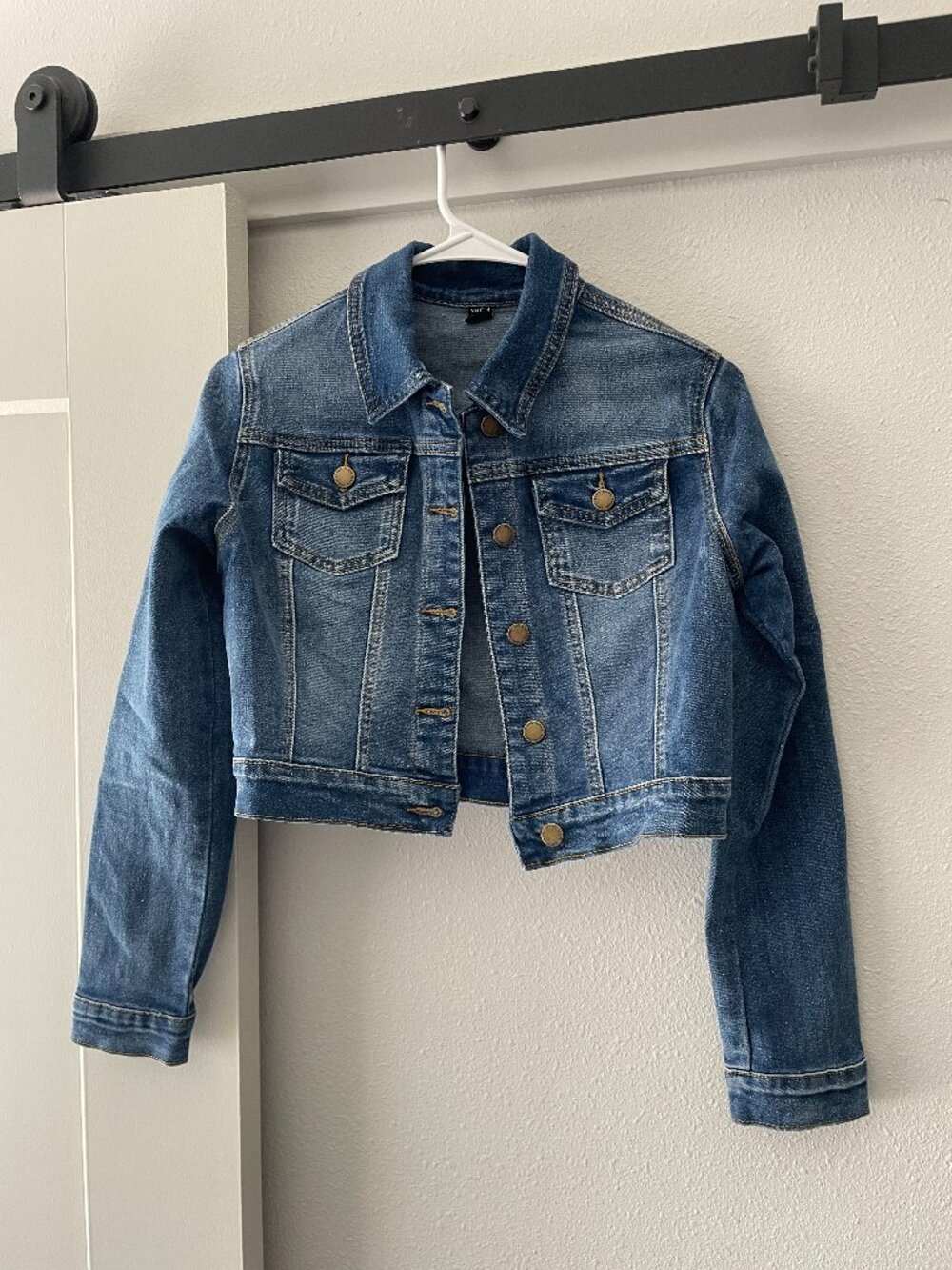 Dark Wash Blue Cropped Denim Jacket